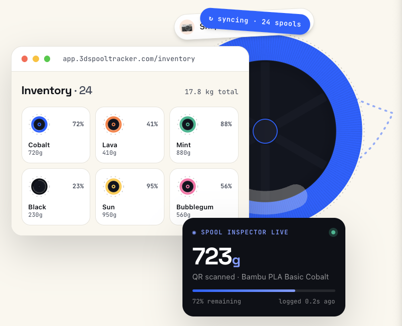 3D Spool Tracker — Filament Inventory & Tracking